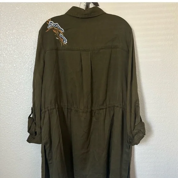 Chico's Olive Embroidered Utility Jacket - Picture 2 of 3